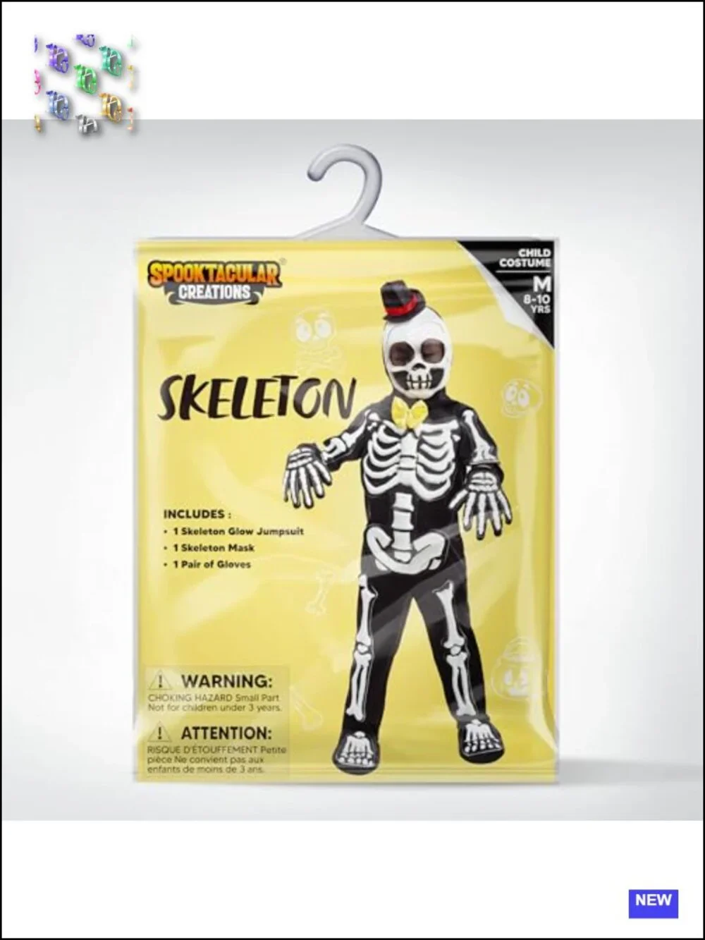 Glow in the Dark Skeleton Costume Jumpsuit Set with Mask and Gloves
